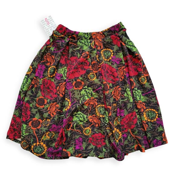 Lularoe Madison Box Pleats w/ Pockets Floral Brown/Orange Skirt Women Sz Small - Picture 1 of 7
